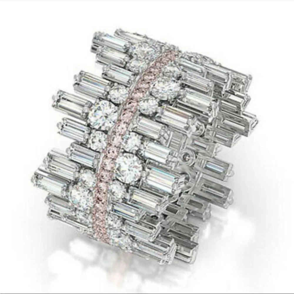 New 925 STERLING SILVER Diamond LUXURY Ring - Picture 2 of 10